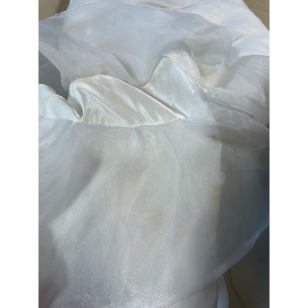 Organza Wedding Gown Women Size 4 White Beaded Ruffle Mermaid Strapless - Picture 15 of 16
